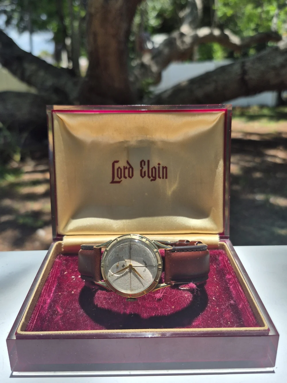 Vintage Lord Elgin 14K Gold Filled Watch Waffle Dial Small Seconds Running